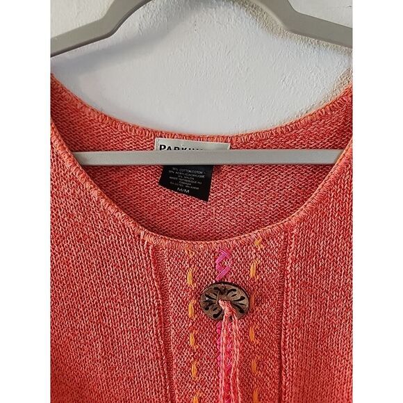 Parkhurst Women’s Size Medium Long Sleeve Orange Western Aztec Sweater - Picture 3 of 4